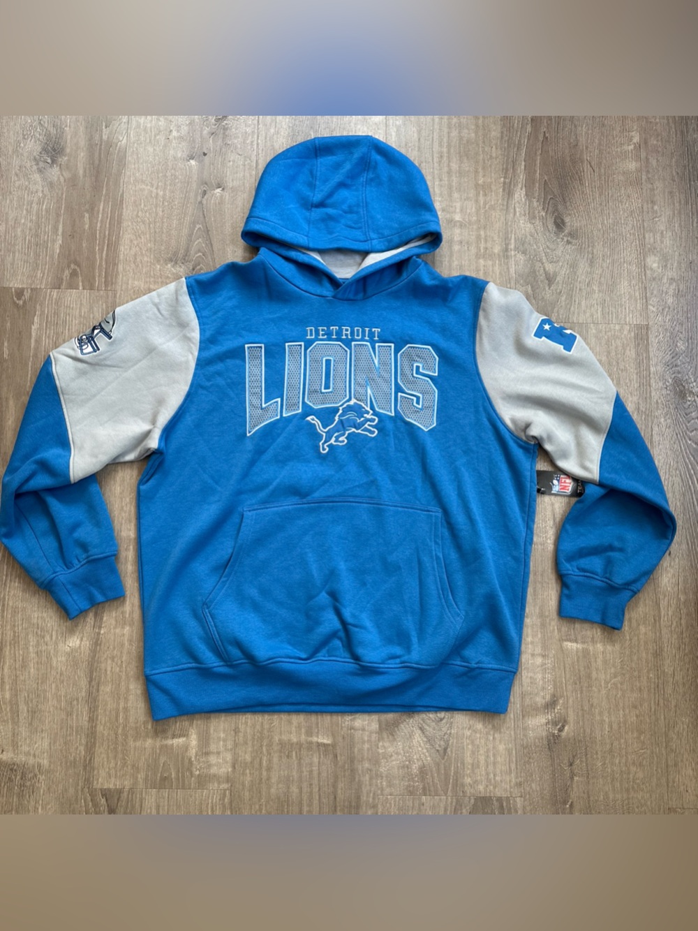 NFL Detroit Lions Blue and Gray Crewneck Hoodie